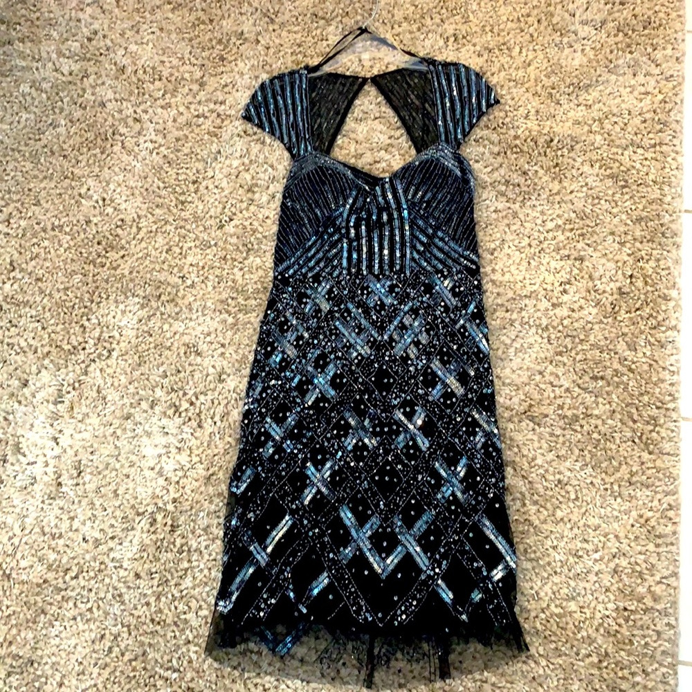 Black Sequined Cocktail Dress 1920s Great Gatsby